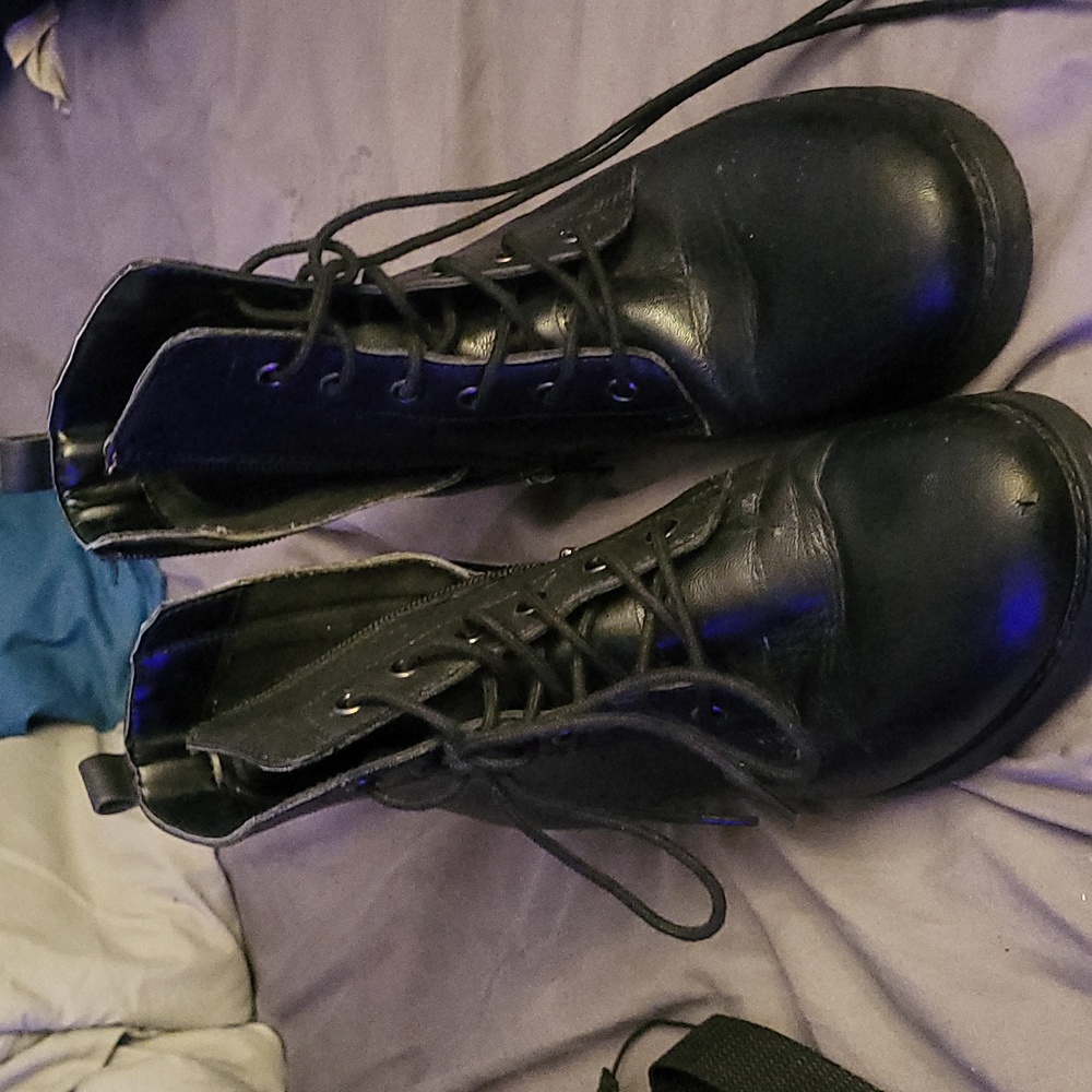 Steve Madden Gaylen Black Leather Combat Boot
